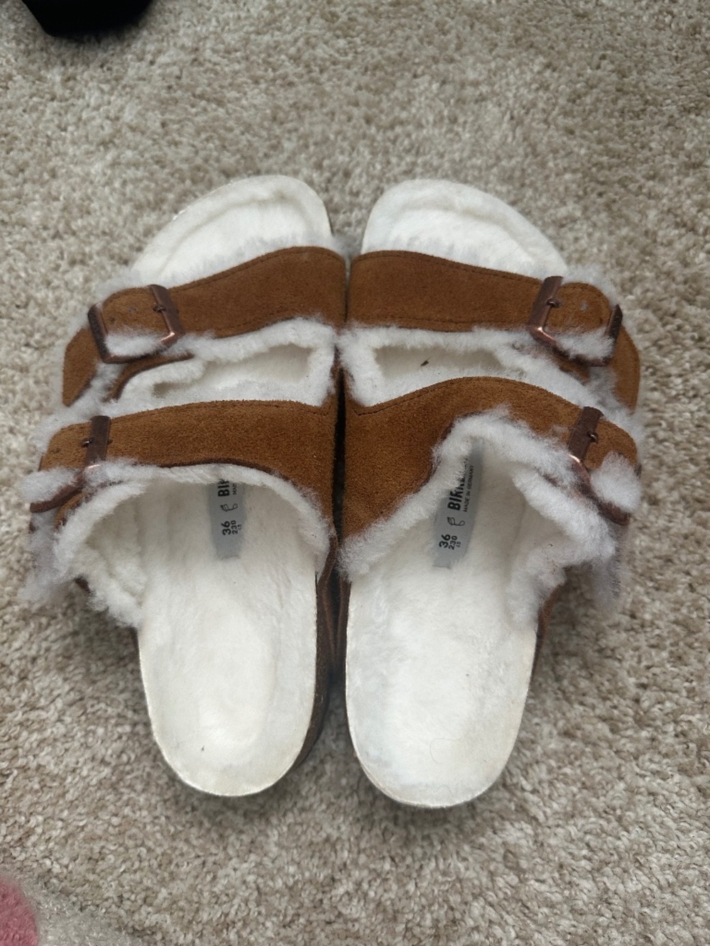 Brand new fuzzy Birkenstocks